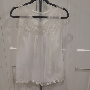 White Lace-Trim Sheer Chemise Blouse